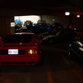 Lotus cars in parking garage