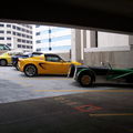 Lotus cars in parking garage