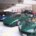 Lotus cars in parking garage