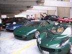 Lotus cars in parking garage