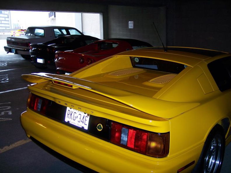 Lotus cars in parking garage